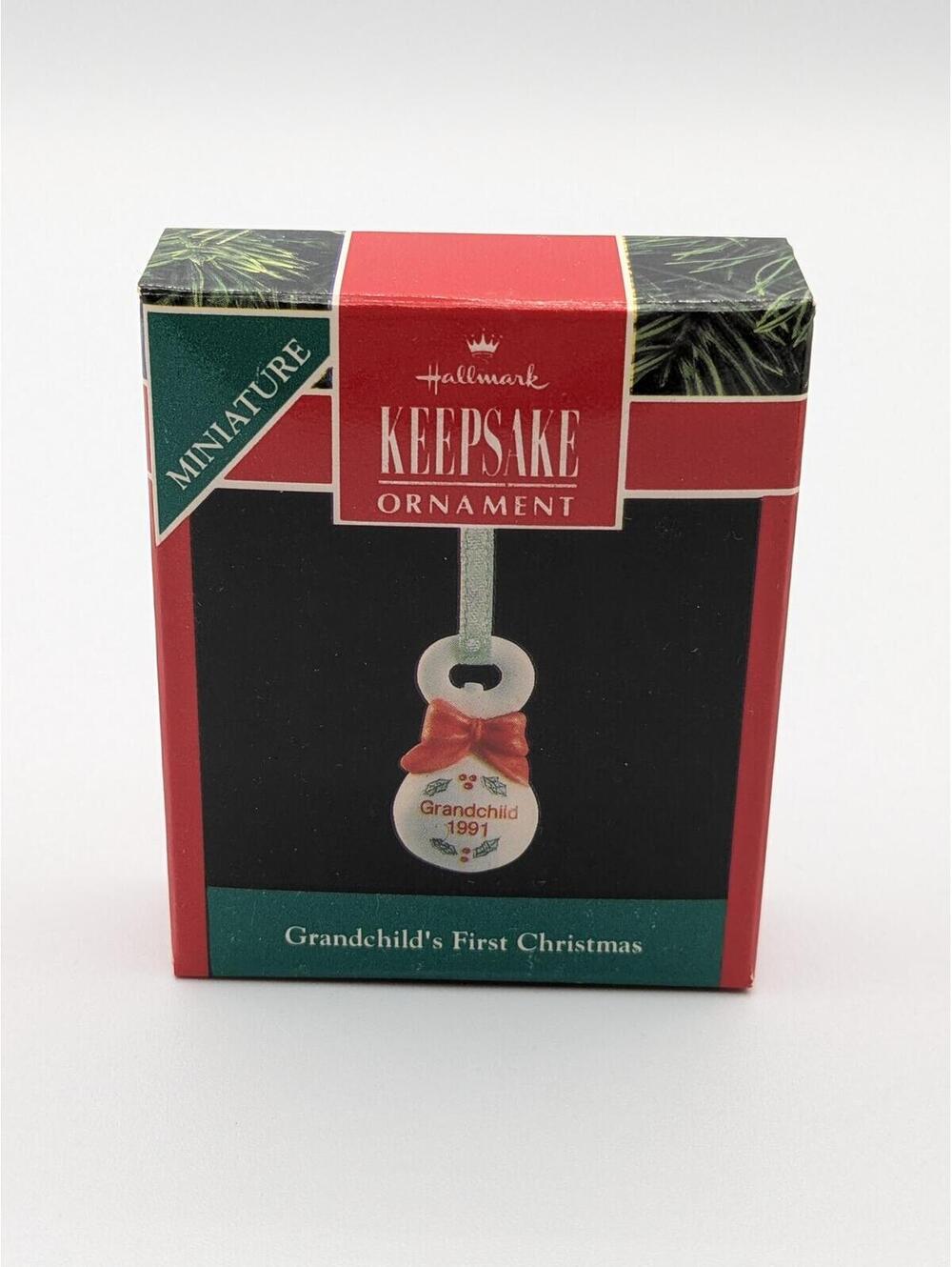 Hallmark Keepsake Grandchild's First Christmas Miniature Ornament 1991, New